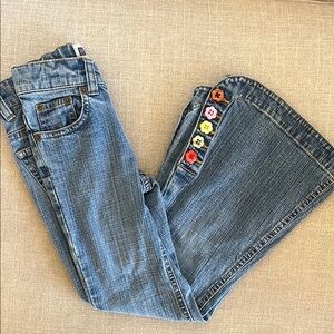 GAP Kids Size 6 Slim Stretch Western Boot Cut‎ Floral Button Jeans